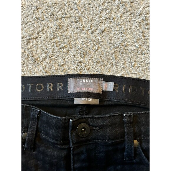 Torrid Jeans 12R Black Super Soft Sky High Rise Skinny‎ Houndstooth Stretch $85 - Picture 5 of 8